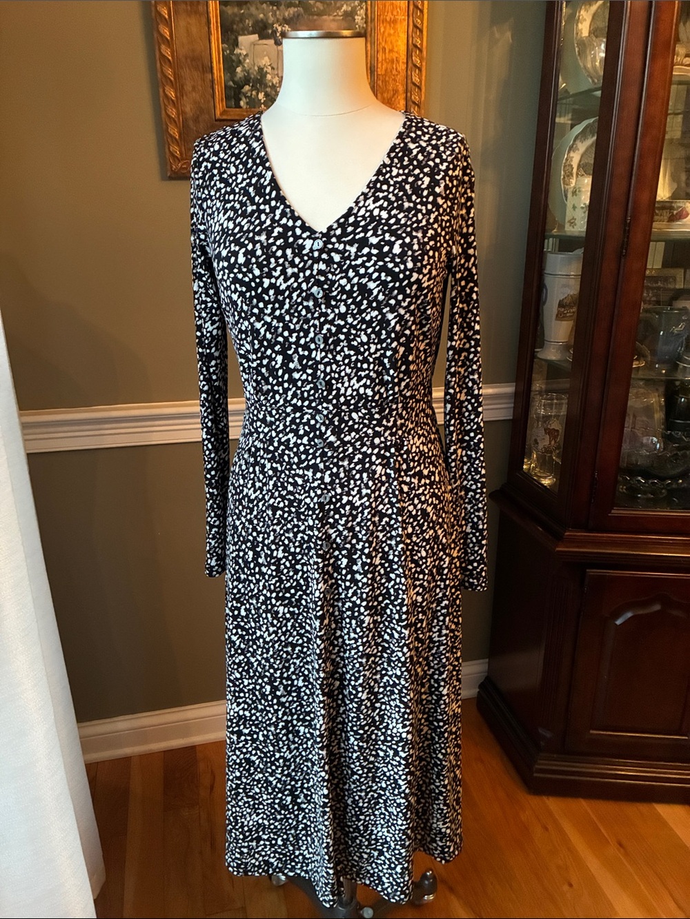 Talbots Jersey Midi Dress Abstract Dots Dress Size Small